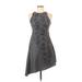 Banana Republic Cocktail Dress - Fit & Flare: Gray Damask Dresses - Women's Size 00 Petite