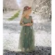 Robe en dentelle brodée florale pour filles manches longues patchwork tulle maille 3 couleurs