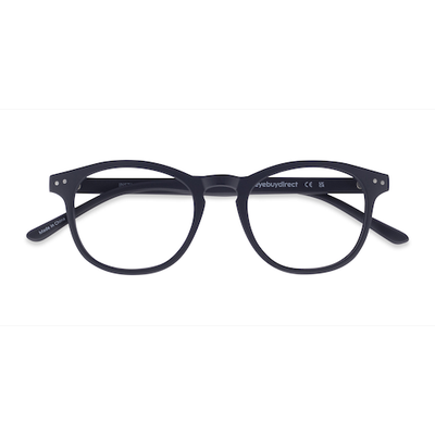 Unisex s round Matte Navy Plastic Prescription eyeglasses - Eyebuydirect s Instant Crush