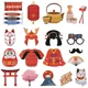 Photo Props Japanese Party Booth Kit Diy Decorations Style Supplies Theme Kits Sign Posing Tea