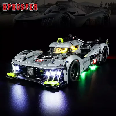 Hprosper LED-Leuchten für Technic 42156 Peugeot 9X8 24H Le Mans Hybrid Hypercar Rennwagen (Lego-Bausteinset nicht im Lieferumfang enthalten)