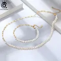 ORSA JUWELEN Halb Perle Kette Clip Halskette Halsband Kette Frauen Mädchen Schmuck Set für Tanzen