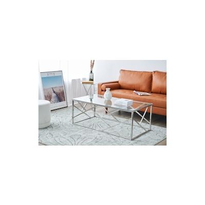 SalesFever Couchtisch 120x60 cm | Sicherheitsglasplatte klar 8 mm | Gestell rostfreier Edelstahl | Silber