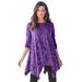 Plus Size Women's Handkerchief Hem Ultimate Tunic by Roaman's in Purple Patchwork (Size S) Long Shirt