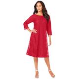Plus Size Women's Lace Swing Dress by Roaman's in Classic Red (Size 26/28)