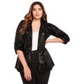 Plus Size Women's Sequin Blazer by June+Vie in Black (Size 10/12)