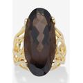 Women's 4 Cttw. Oval-Cut Genuine Smoky Topaz Gold-Plated Silver Scrolled Faceted Ring by PalmBeach Jewelry in Brown (Size 6)