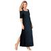 Plus Size Women's Ultrasmooth® Fabric Cold-Shoulder Maxi Dress by Roaman's in Black Sparkle (Size 22/24)