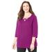 Plus Size Women's Suprema® Triple Keyhole Tee by Catherines in Berry Pink (Size 0X)