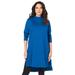 Plus Size Women's High-Low Mockneck Ultimate Tunic by Roaman's in Vivid Blue (Size 14/16) Mock Turtleneck Long Sleeve Shirt