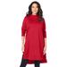 Plus Size Women's High-Low Mockneck Ultimate Tunic by Roaman's in Classic Red (Size 26/28) Mock Turtleneck Long Sleeve Shirt