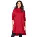 Plus Size Women's High-Low Mockneck Ultimate Tunic by Roaman's in Classic Red (Size 18/20) Mock Turtleneck Long Sleeve Shirt