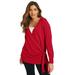 Plus Size Women's Touch of Cashmere Wrap-Front Cardigan by June+Vie in Classic Red (Size 26/28)