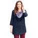 Plus Size Women's Impossibly Soft Tunic & Scarf Duet by Catherines in Navy Medallion (Size 2XWP)