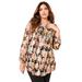 Plus Size Women's Metallic-Print Top. by June+Vie in Black Textured Wallflower (Size 14/16)