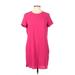 Adrienne Vittadini Casual Dress - Shift Crew Neck Short sleeves: Pink Print Dresses - Women's Size 10