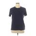 Short Sleeve T-Shirt: Blue Solid Tops - Women's Size X-Large