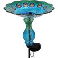 Red Barrel Studio® Glass Single Tier Birdbath Glass in Blue | 32 H x 10 W x 10 D in | Wayfair 5B31B78FCA4E434395777AD74CCFD405