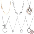 Fashion 925 Sterling Silver Women's Fine Chain Necklace Premium Jewelry fit for Original Pandora