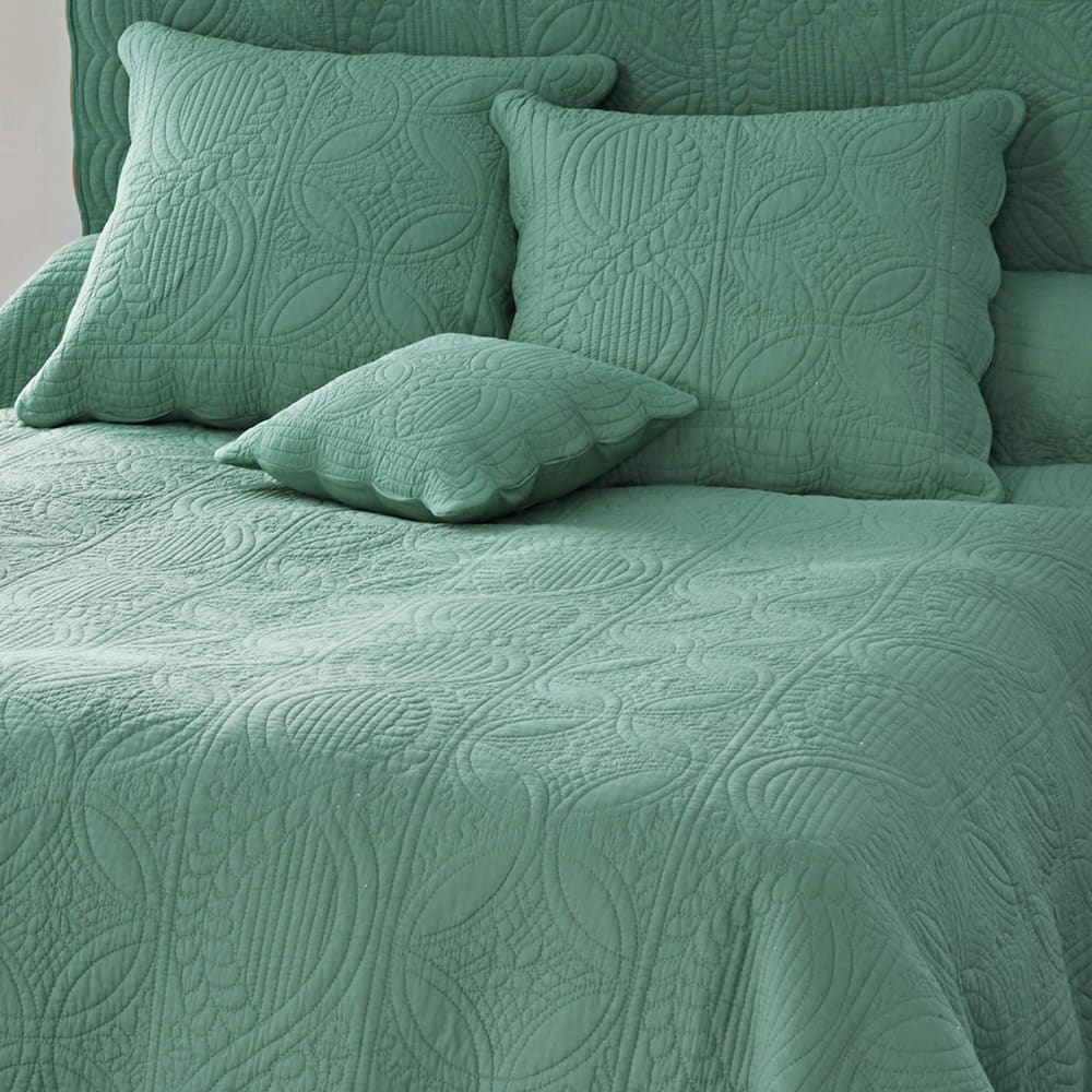 Boutis en coton 370 g/m² vert eucalyptus 250x250cm