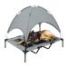 Elevated Dog Bed Raised Dog Cot with Removable Canopy and Breathable Mesh Pet Bed with Carrying Bag and Stand Grey