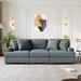 3-Seat Sofa Linen Upholstered Combination Sofa Design with 4 Pillows