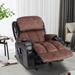 Black Brown Faux Leather Recliner Chair with Adjustable Heating Massage, Rocking Function, Side Pockets, and Cup Holders