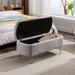 39 Inches Grey Storage Bench for Bedroom Entryway Ottoman Bench - Storage Benches