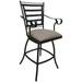 Jenna Outdoor/Indoor Counter Bar Stool 26 Arms - Canvas Patty Tan on Dark Nut