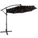 Cterwk 10 ft Patio Umbrella Solar Powered LED Light Sun Shade Waterproof 8 Ribs Umbrella with Crank and Cross Base for Garden Deck Backyard Pool