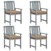 Suzicca Patio Chairs with Cushions 4 pcs Gray Solid Acacia Wood