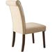 Fabric Upholstered Wooden Side Chair with Button Tufted Back, Beige and Brown