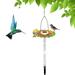 Solar Bird Feeder Outdoor Hanging Wild Bird Feeder IP65 Waterproof Bird Bath Feeder with LED Colorful Lights Decorative Garden Lamp 600mah Solar Powered Bird Feeder for Outdoor Garden Yard