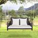 Costway Patio Rattan Porch Swing 2-Person Hanging Chair Cushioned Loveseat for Backyard