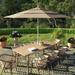 Havenside Home Perry 11ft Crank Lift Aluminum Round Umbrella by Base Not Included Terrace Sequoia