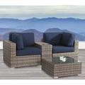 Living Source International Wicker/Rattan 2 - Person Seating Group with Sunbrella Cushions Navy Blue