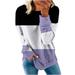 ShomPort Women s Color Block Sweatshirt Crew Neck Long Sleeve Basic Pullover Loose Comfy Tops