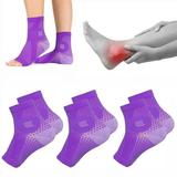 3 Pairs Neuropathy Socks Compression Sports Ankle Brace Socks Arch Support Sleeves Foot Brace(Purple-XL)