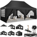 COBIZI 10x20ft Pop Up Canopy Tent with 6 Removable Sidewalls Easy Up Commercial Canopy Waterproof and UV50+ Gazebo with Portable Bag Adjustable Leg Heights Party Tents for Parties