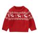 Toddler Infant Baby Red Christmas Sweater Long Sleeve Reindeer Print Pullover Knit Sweater Coat for Autumn Fall and Winter