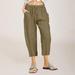 AOOCHASLIY Womens Casual Waist Solid Wide Leg Pants Cotton Linen Drawstring Elastic Cropped Trousers