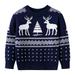 YDOJG Boys Girls Print Sweater Sweatshirts Toddler Christmas Cartoon Deer Warm Knitted Sweater Long Sleeve Xmas Tops Knitwear Cardigan Coat For 6-7 Years