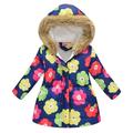 Girls Winter Coats Kids Coat Winter Baby Jacket Girls Hooded Prints Outwear Windproof Warm Thick Girls Coat Green 110