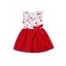 Sunisery Girls Valentine s Day Dress Sleeveless Round Neck Heart Print Tulle Patchwork Dress