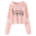 Ydojg Boys Girls Fashion Hoodies Sweatshirts Kids Casual Loose Active Full Sleeves Hoodies Sweatshirts Hooded Short Pullover Letter Print Striped Teen Crop Tops Tops For 6-7 Years