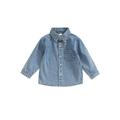 Sunisery Boys Denim Jacket Long Sleeve Lapel Button Closure Pocket Decor Casual Streetwear Outer Tops