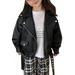 Girls Winter Coats Children s Coat Spring And Autumn Short Leather Jacket For Boys And Girls With Velvet Black 140