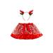 Sunisery Kids Girl Princess Skirt Outfit Baby Elastic Waist Christmas Print Tutu Skirt with Elk Headband Set