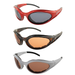 Hurricane Eyewear Cyclone Motorcycle Sunglasses Riding Glasses 3 Pairs Red Frame w/Smoke Lens &Tortoise & White Frames w/Driving Mirror Lens