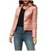 Winter Savings Clearance! Kukoosong Womens Leather Jacket Shacket Jacket Plus Size Faux Motorcycle Plain Zip up Short Coat with Pocket Long Sleeve Casual Collar Outerwear Tops Pink L